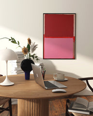After Hover: Duo Rojo - Abstrakte Kunst in Rot und Rosa