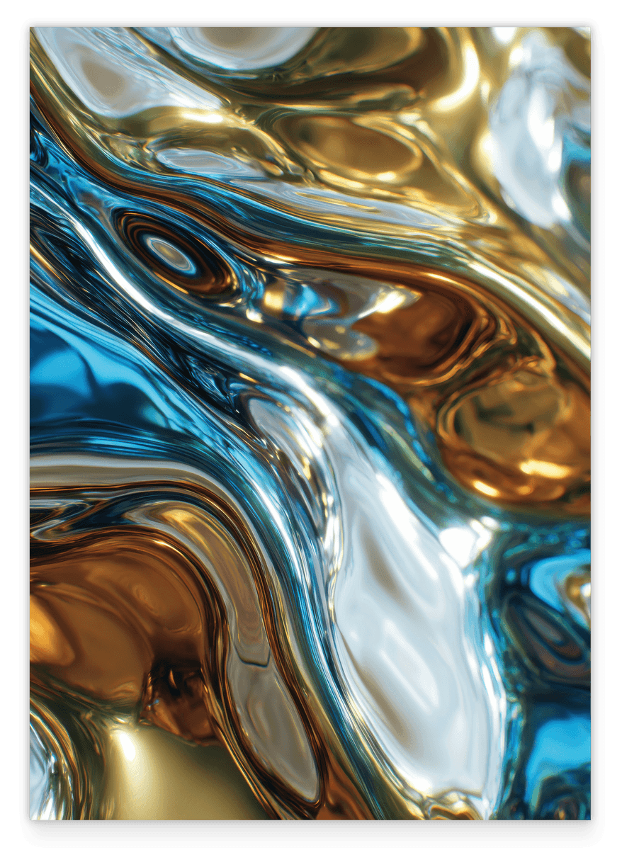 Metallic Liquid No. 2 in Gold und Blau