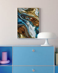 After Hover: Metallic Liquid No. 2 in Gold und Blau