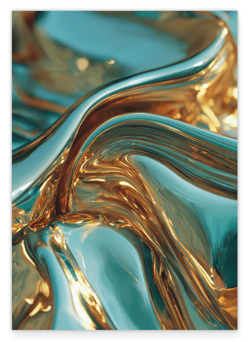 Metallic Liquid No. 3 in Türkis und Gold