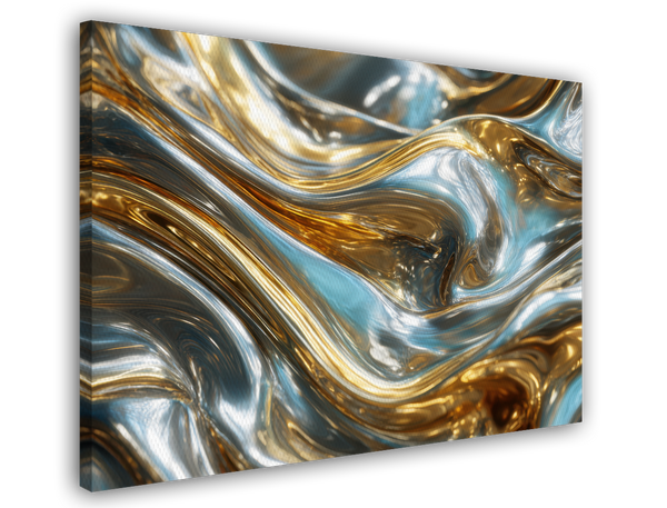 Metallic Liquid No. 4 mit Gold & Hellblau - Querformat