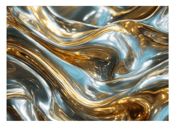 Metallic Liquid No. 4 mit Gold & Hellblau - Querformat