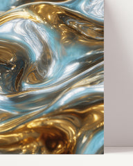 After Hover: Metallic Liquid No. 4 mit Gold & Hellblau - Querformat