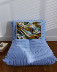 After Hover: Metallic Liquid No. 4 mit Gold & Hellblau - Querformat