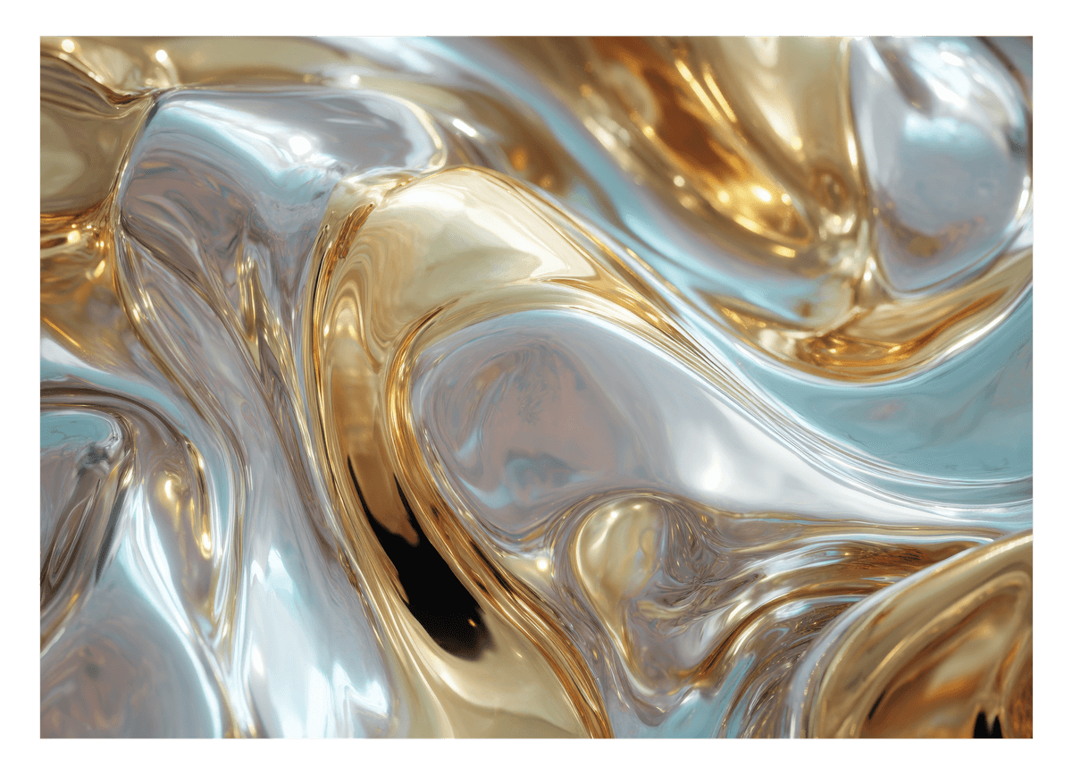 Metallic Liquid No. 5 mit Gold & Silber - Querformat