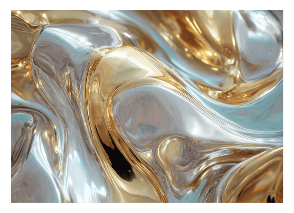 Metallic Liquid No. 5 mit Gold & Silber - Querformat