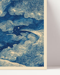 After Hover: "Nostalgic Nightsky" im Querformat - Wolken in Wellenform