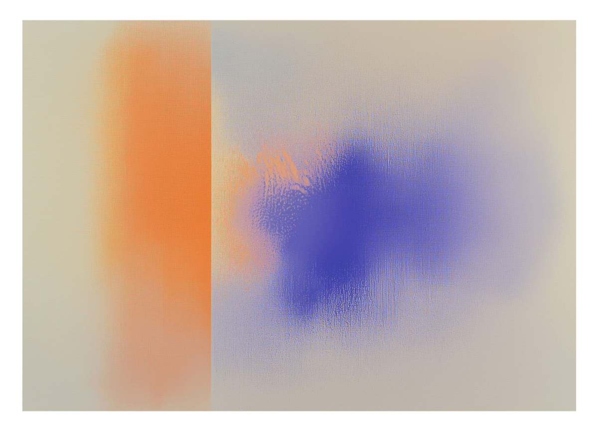 Shy Splash - Abstrakte Kunst in Blau und Orange