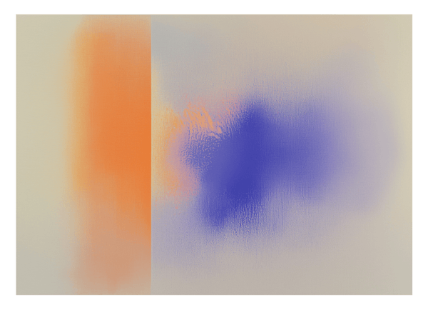 Shy Splash - Abstrakte Kunst in Blau und Orange