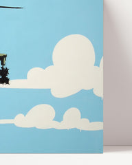 After Hover: Banksy - Hubschrauber mit pinker Schleife Helicopter Graffiti Street Art