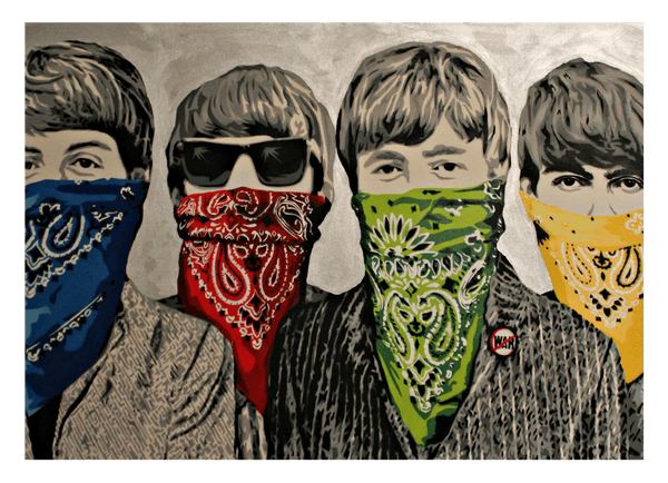 Banksy - Beatles Portrait Mund verdeckt mit Halstuch Street Art Graffiti