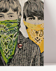 After Hover: Banksy - Beatles Portrait Mund verdeckt mit Halstuch Street Art Graffiti