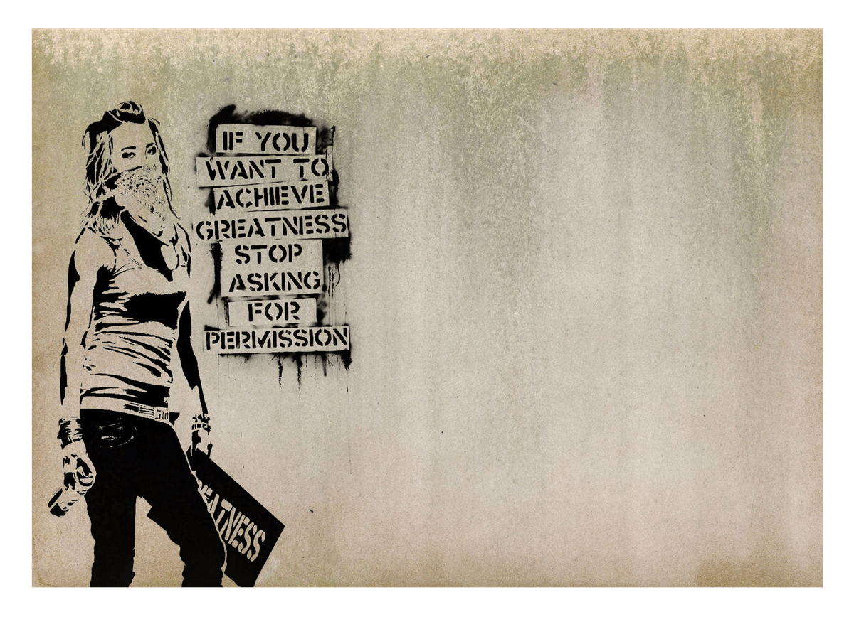Banksy - Achieve Greatness Graffiti Street Art Motivational Zitat