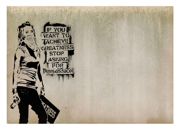 Banksy - Achieve Greatness Graffiti Street Art Motivational Zitat