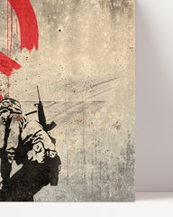 After Hover: Banksy - Soldaten malen Peace Symbol Soldiers Peace Symbol Graffiti