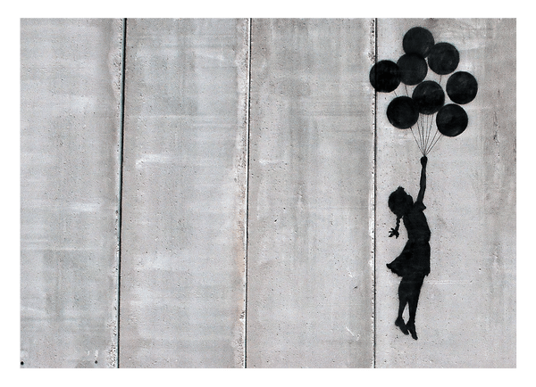 Banksy - Flying Balloons Girl Gaza israelische Mauer Mädchen mit fliegenden Luftballons