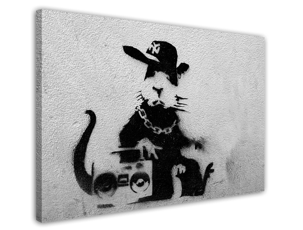 Banksy - Ratte mit Ghettoblaster Rat Graffiti Kunst Street Art