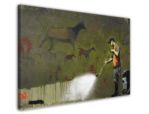 Banksy - Reinigungsmann entfernt uralte Wandbemalung Desaster Graffiti hip cool modern