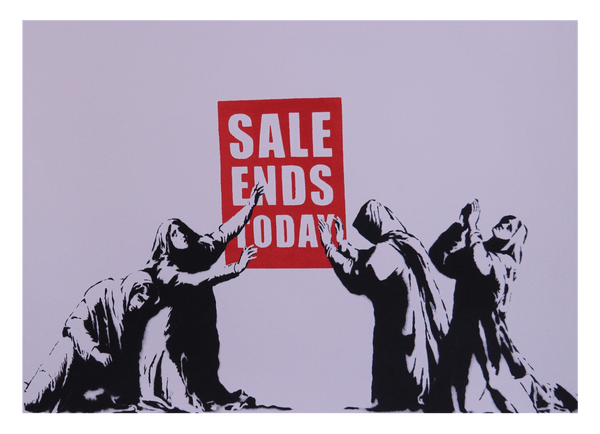 Banksy - Sale Ends Frauen trauern dem Schlussverkauf nach Graffiti Street Style cool stylisch modern