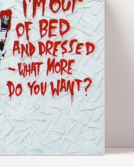 After Hover: Banksy - Ratte mit Pinsel "What do you want?" Rat I'm out of bed Graffiti-Wandbild