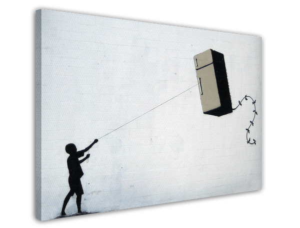 Banksy - Junge macht Fridge (Kühlschrank) Kite Street Art urban Kunst modern