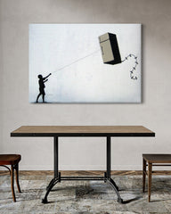 After Hover: Banksy - Junge macht Fridge (Kühlschrank) Kite Street Art urban Kunst modern