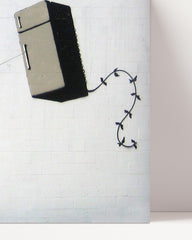 After Hover: Banksy - Junge macht Fridge (Kühlschrank) Kite Street Art urban Kunst modern