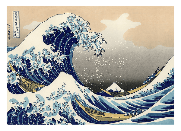 Katsushika Hokusai - Die Welle - Unter der Welle vor Kanagawa (Kanagawa Oki Nami Ura), auch bekannt als "Die Große Welle", aus der Serie Sechsunddreißig Ansichten des Bergs Fuji (Fugaku sanjūrokkei)