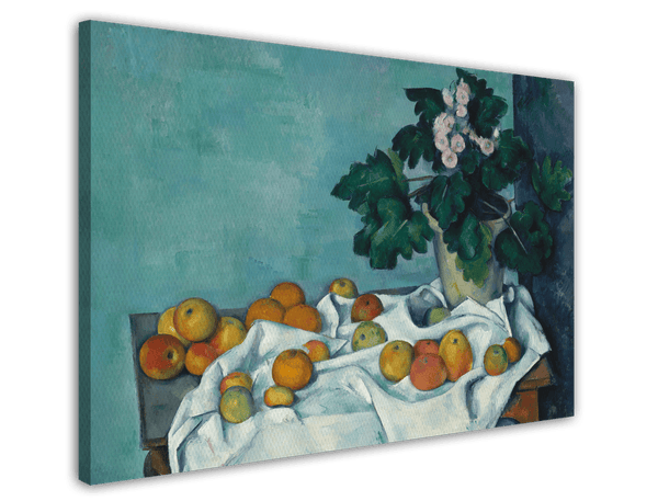 Paul Cézanne - Stillleben mit Äpfeln und einem Topf Primeln