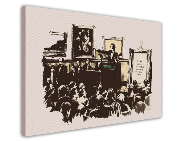 Auktion Konsum-Kritik, Street-Art Banksy - Moderner Kunstdruck Canvas - Perfekt als Geschenk, Wohnzimmer, Inneneinrichtung Deko