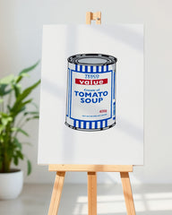 After Hover: Banksy Dose - Tomato Soup in Weiß - Modern Street-Art Kunstdruck in vielen Größen