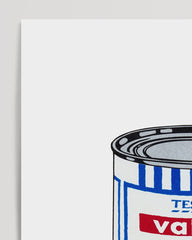 After Hover: Banksy Dose - Tomato Soup in Weiß - Modern Street-Art Kunstdruck in vielen Größen