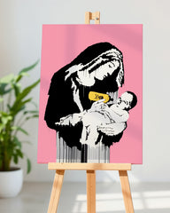 After Hover: Banksy Heilige Maria - Konsumkritik Modern Street-Art - Moderner Kunstdruck Klein bis Groß XXL - Geschenk Wohnzimmer, Schlafzimmer