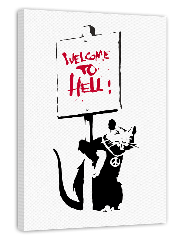 Banksy Hip Hop Ratte - Modern Street-Art - Kunstdruck Klein bis Groß XXL - Geschenk Wohnzimmer, Schlafzimmer