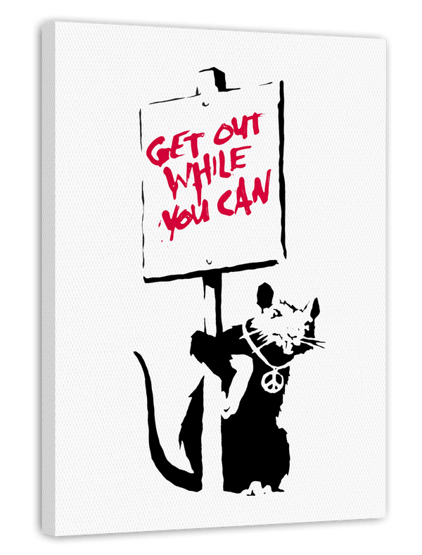 Banksy Hip Hop Ratte - Modern Street-Art Mit Message- Kunstdruck Klein bis Groß XXL - Geschenk Wohnzimmer, Schlafzimmer