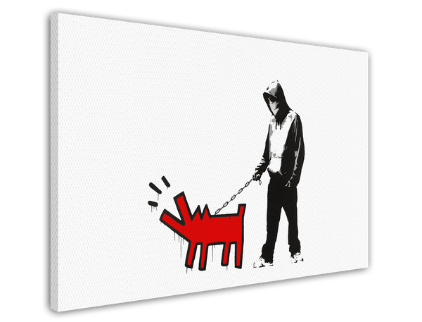 Banksy Keith Haring - Bellender Hund, Pop-Art Modern Street-Art, Kunstdruck Klein bis Groß XXL - Wohnzimmer, Schlafzimmer