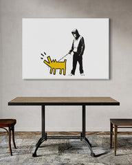 After Hover: Banksy Keith Haring - Bellender Hund, Pop-Art Modern Street-Art, Kunstdruck Klein bis Groß XXL - Wohnzimmer, Schlafzimmer