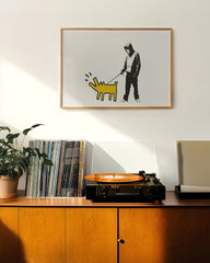 After Hover: Banksy Keith Haring - Bellender Hund, Pop-Art Modern Street-Art, Kunstdruck Klein bis Groß XXL - Wohnzimmer, Schlafzimmer