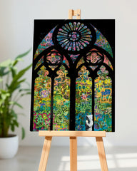 After Hover: Banksy Kirche - Graffiti - Bunt und Modern Street-Art Marketing - Moderner Kunstdruck Klein bis Groß XXL