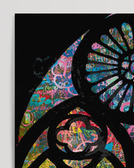 After Hover: Banksy Kirche - Graffiti - Bunt und Modern Street-Art Marketing - Moderner Kunstdruck Klein bis Groß XXL