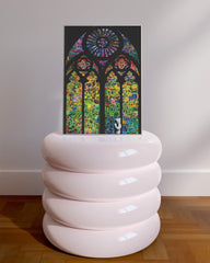 After Hover: Banksy Kirche - Graffiti - Bunt und Modern Street-Art Marketing - Moderner Kunstdruck Klein bis Groß XXL