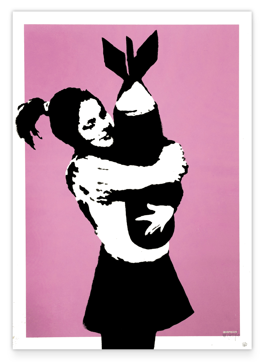 Banksy Mädchen - Pop-Art Modern Street-Art - Moderner Kunstdruck Klein bis Groß XXL, Geschenk, Wohnzimmer, Schlafzimmer