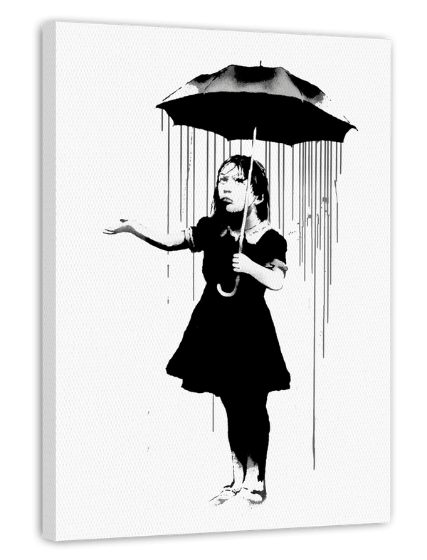 Banksy Mädchen Im Regen - Graffiti Pop-Art Modern Street-Art - Moderner Kunstdruck Klein Bis Groß XXL - Geschenk Wohnzimmer, Schlafzimmer