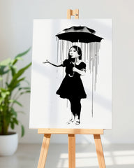 After Hover: Banksy Mädchen Im Regen - Graffiti Pop-Art Modern Street-Art - Moderner Kunstdruck Klein Bis Groß XXL - Geschenk Wohnzimmer, Schlafzimmer