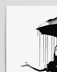 After Hover: Banksy Mädchen Im Regen - Graffiti Pop-Art Modern Street-Art - Moderner Kunstdruck Klein Bis Groß XXL - Geschenk Wohnzimmer, Schlafzimmer