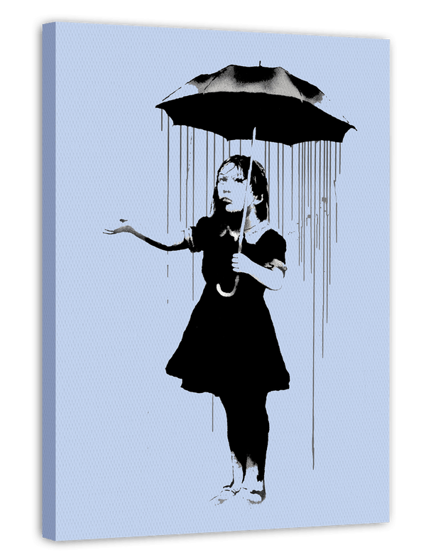 Banksy Mädchen im Regen - Graffiti Pop-Art Modern Street-Art - Moderner Kunstdruck Klein bis Groß XXL - Geschenk Wohnzimmer, Schlafzimmer