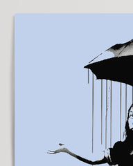 After Hover: Banksy Mädchen im Regen - Graffiti Pop-Art Modern Street-Art - Moderner Kunstdruck Klein bis Groß XXL - Geschenk Wohnzimmer, Schlafzimmer