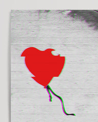 After Hover: Banksy Mädchen mit Herz Luftballon vor grauer Wand - Moderner Kunstdruck von Klein bis XXL, Wohnzimmer Deko, Geschenk