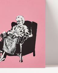 After Hover: Banksy Punk Oma - Graffiti Modern Street-Art Marketing - Moderner Kunstdruck Klein bis Groß XXL