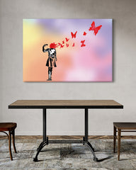 After Hover: Banksy Schmetterlinge - Nicht Aufgeben, Motivation, Mut, Durchhaltevermögen Pop-Art Modern Street-Art Kunstdruck